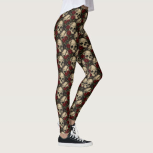 Leggings Calaveras y Rosa Silvestre Gótico