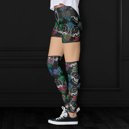 Leggings Calaveras y Rosas oscuros | Funky Glam Ombre Grung