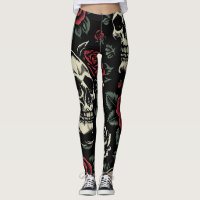 Calaveras y rosas rojas Floral gótico