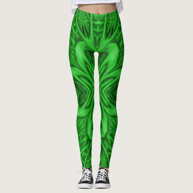 Leggings Caleidoscopio céltico del fractal del verde del (Anverso)