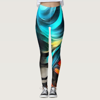 Leggings Calidez Fundida Paisaje Abstracto Vívido 4