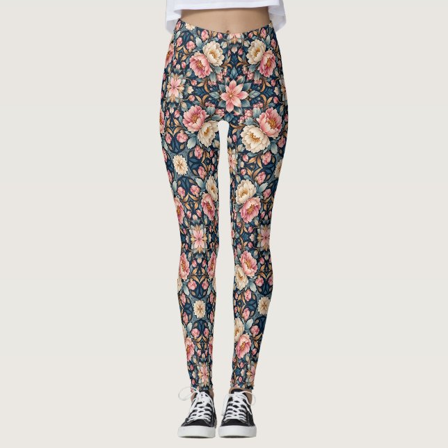 Leggings Calidoscopio floral moderno simétrico (Anverso)