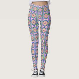 Leggings Calidoscopio Floral Vibrante: Mandala Rosa y Esmer