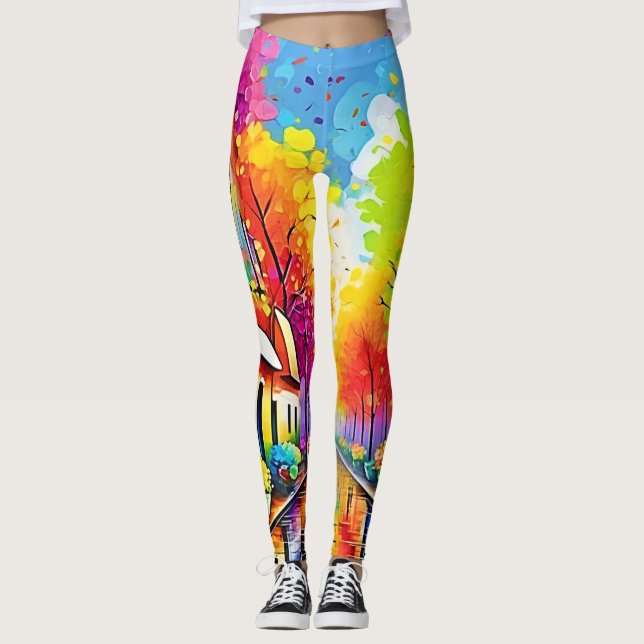 Leggings Calle Arcoíris: Pueblo Vívido (Anverso)