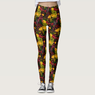 Leggings Cama de rosas amarillas y rojas: Piernas