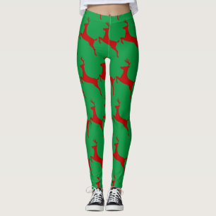 Leggings Cama_delgado del ciervo rojo que salta