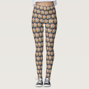 Leggings Cámara Boho Naranja y patrón de acuarela de flores