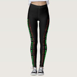 Leggings Cambiar el rostro de la depresión verde y naranja