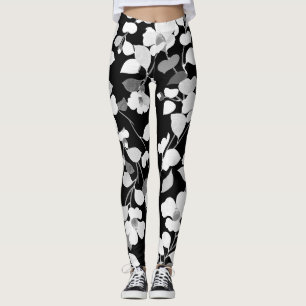 Leggings CAMELIAS BLANCAS NEGRAS Y DEJA flores japonesas