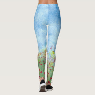 Leggings Caminando en el campo de los espías rojos piernas 