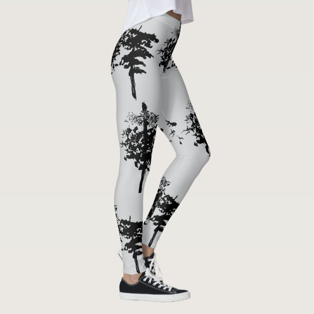 Leggings Caminata por la naturaleza monocroma: ramas de inv (Derecha)