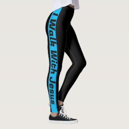 Leggings Camino Con Jesús, Negro Con Rayas Azules