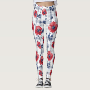 Leggings Camionetas rojas con hojas azules en azul bajo con