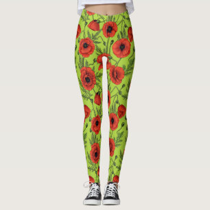 Leggings Camionetas rojas y verdes en verde lima