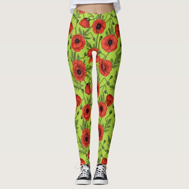 Leggings Camionetas rojas y verdes en verde lima (Anverso)