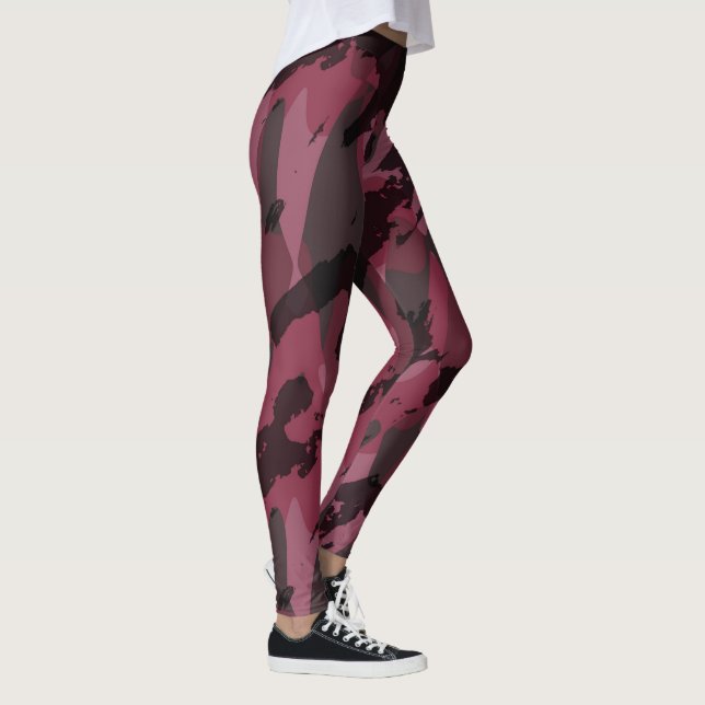 Leggings Camo abstracto de color malva oscuro (Derecha)