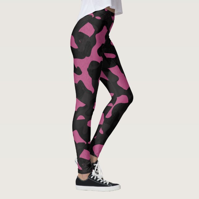 Leggings Camo abstracto rosa y negro texturizado (Derecha)