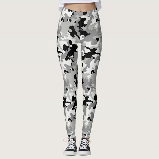 Leggings Camo blanco y gris negro - Piernas (Anverso)