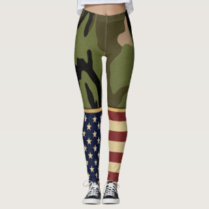 Leggings Camo de Bandera Estadounidense Patriótica Militar