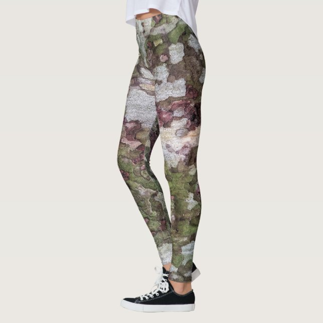 Leggings Camo de corteza de camuflaje verde y marrón (Izquierda)