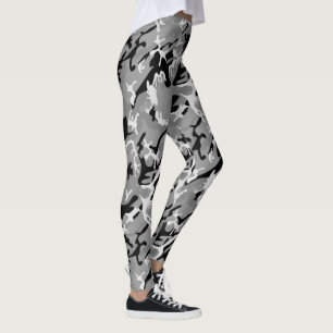 Leggings Camo del invierno, modelo blanco negro gris del