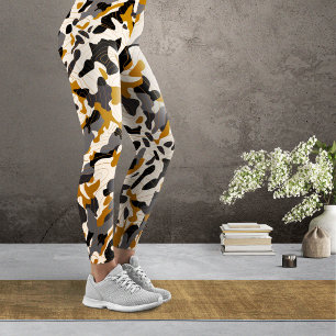 Leggings Camo diagonal de carbón vegetal marrón con líneas