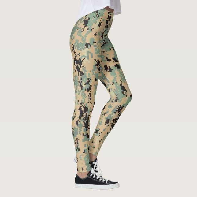 Leggings Camo digital – Patrón de camuflaje Tan-Verde LG (Derecha)