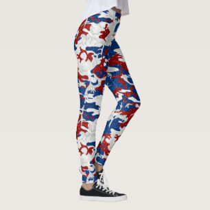 Leggings Camo Rojo, Blanco y Azul con Brillo para el 4 de J