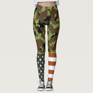 Leggings Camo verde de la bandera estadounidense