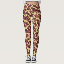 Leggings Camo Vivo Garabato Retro Negro y Rojo Sin Costuras