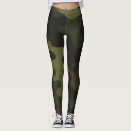 Leggings Camo Yoga Earthy Green Browns Black Accents Modern