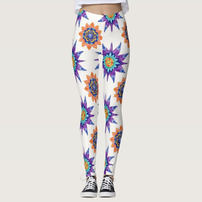 Leggings Campanas de Kettle Mandalas Florales Patrón Contin (Anverso)