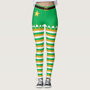 Leggings Campanas de Navidad en Verde Dorado Blanco