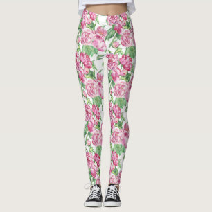 Leggings Campo de peonías acuarela