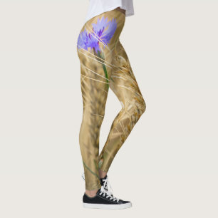 Leggings Campo de trigo de verano con flores azules