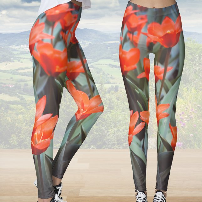Leggings Campo de tulipán rojo (Subido por el creador)