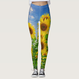 Leggings Campo de verano de girasoles y cielo azul