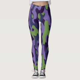 Leggings Camuflaje abstracto verde morado y azul