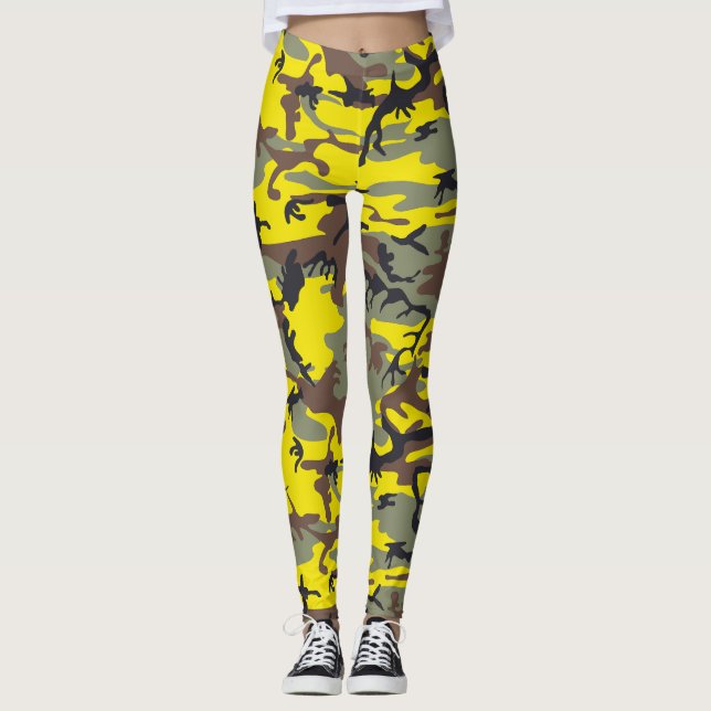 Leggings Camuflaje Amarillo y Marrón, Militar, Ejército (Anverso)