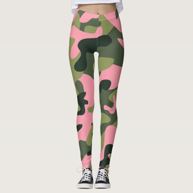 Leggings Camuflaje de camo verde y rosa del ejército (Anverso)