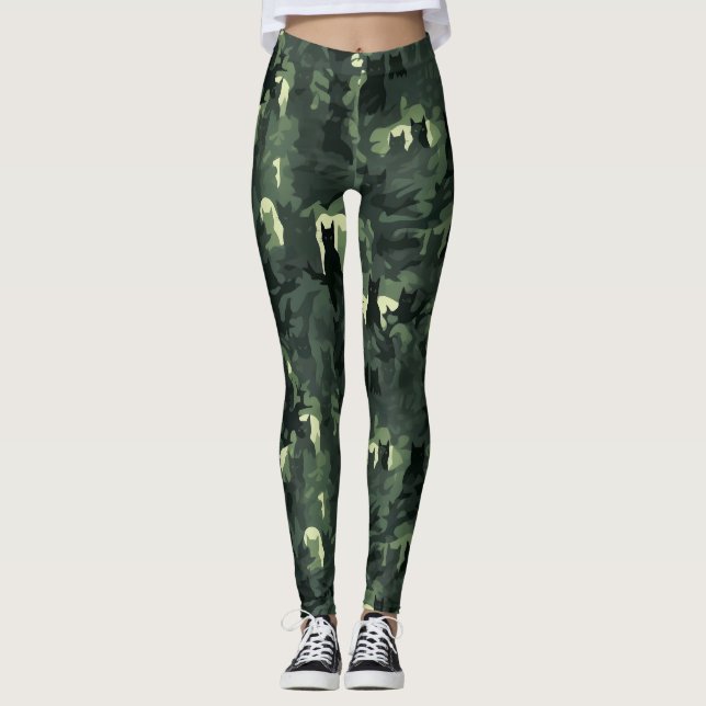 Leggings Camuflaje de gato verde oscuro (Anverso)