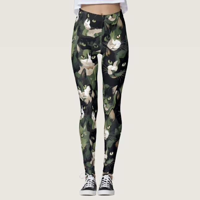 Leggings Camuflaje de gatos verdes (Anverso)