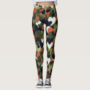Leggings Camuflaje del corazón del patrón verde