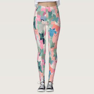 Leggings Camuflaje del gato de colores pasteles