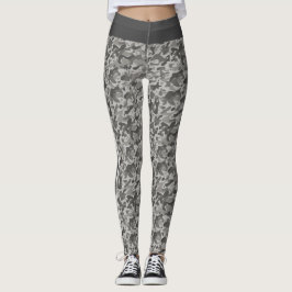 Leggings Camuflaje militar gris franjas blancas y grises