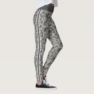 Leggings Camuflaje militar gris franjas blancas y grises