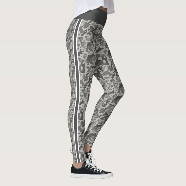 Leggings Camuflaje militar gris franjas blancas y grises (Derecha)
