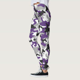 Leggings Camuflaje morado, gris, blanco y negro