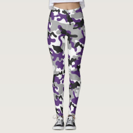 Leggings Camuflaje morado, gris, blanco y negro
