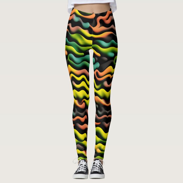 Leggings Camuflaje Naranja amarillo Patrón psicodélico (Anverso)